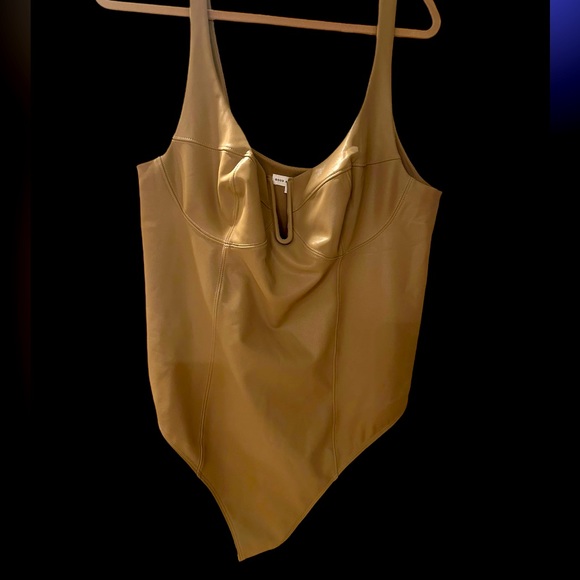 Good American U-Neck Corset Faux Leather bodysuit - Picture 1 of 6